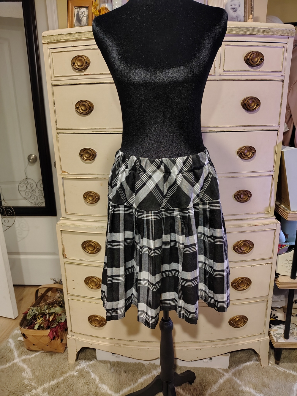 Black and White Plaid Women's Skirt